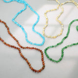 Marbled Flat Beaded Layering Long Necklace