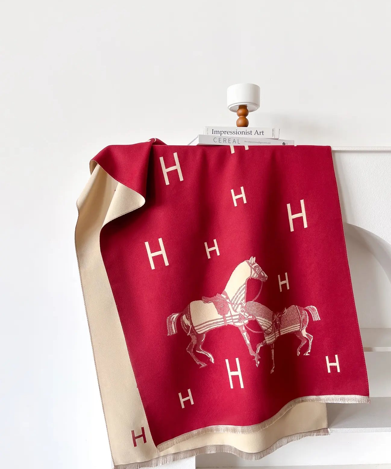 EQUESTRIAN REVERSIBLE WRAP RED CREAM STABLE