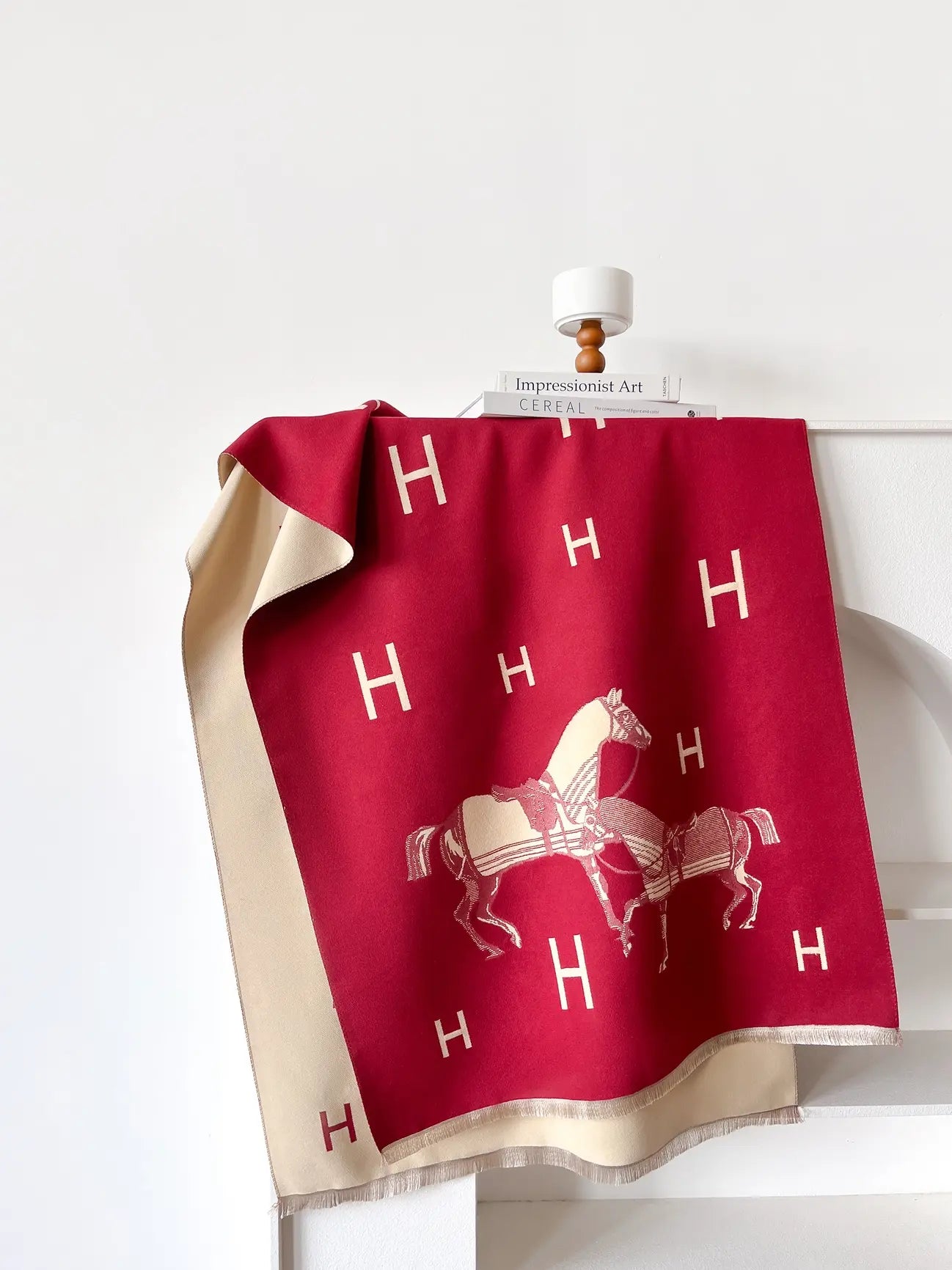 EQUESTRIAN REVERSIBLE WRAP RED CREAM STABLE