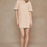 FRINGE PLAID PATTERN MINI DRESS