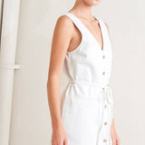 DENIM VNECK BUTTON UP ROMPER