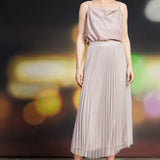 PLEATED TULLE MIDI SKIRT