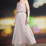 PLEATED TULLE MIDI SKIRT