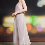 PLEATED TULLE MIDI SKIRT