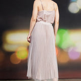 PLEATED TULLE MIDI SKIRT