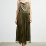 PLEATED TULLE MIDI SKIRT