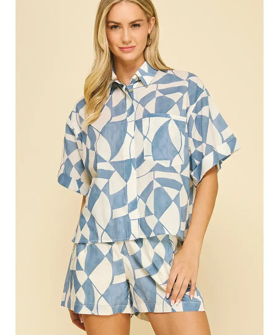 PRINT BUTTON DOWN SHIRT