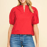 RUFFLE COLLAR POPLIN TOP