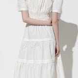 POUF SSLV TIERED MIDI DRESS