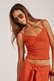 SHIRRED FRONT RIBBED TANK