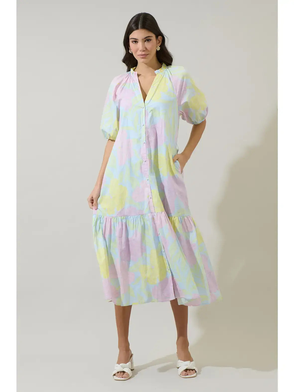 ALEXIA FLORAL TIERED MIDI DRESS