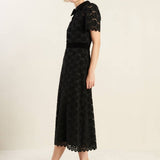SSLV WOVEN LACE MIDI DRESS