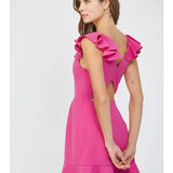 RUFFLED SHOULDER OPEN BACK MINI