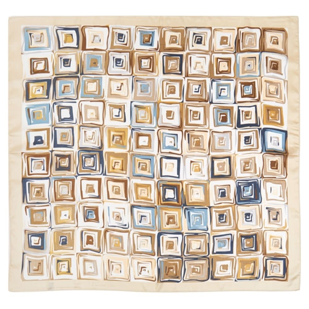 GEOMETRIC ABSTRACT SQUARE PATTERN SILKY BANDANA SQ