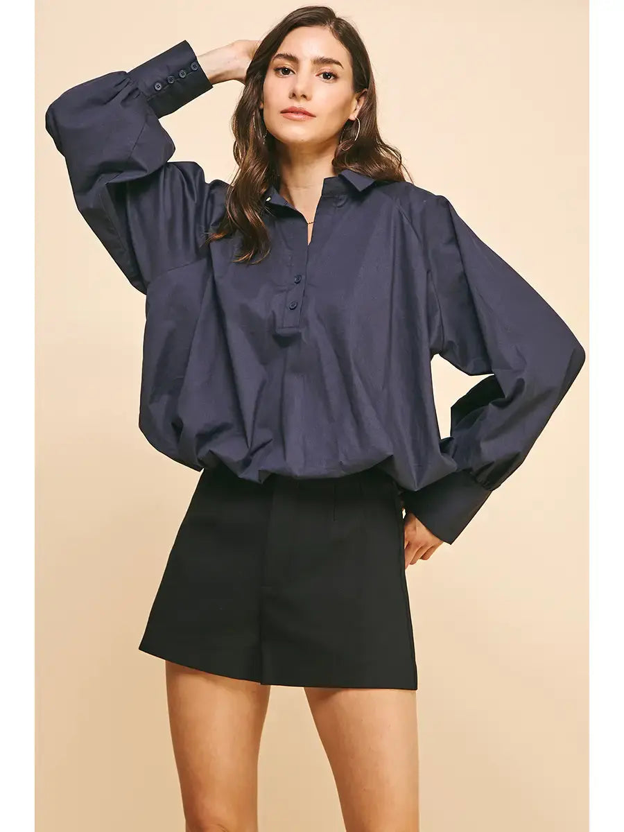 LOOSE FIT LONG SLV BOUSE