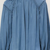 ROUND NECK LSLV INSET SHOULDER TOP