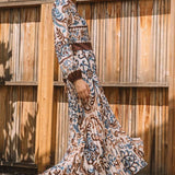 Printed Pleated Midi Skirt