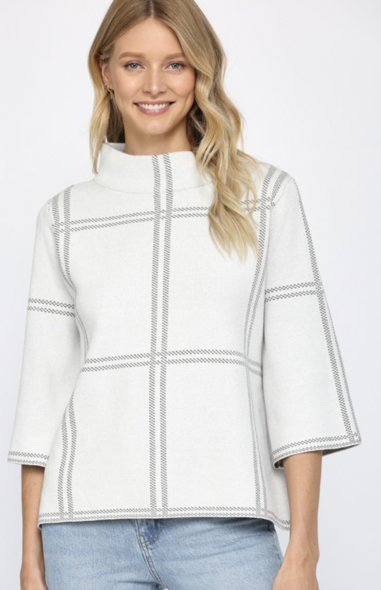 MOCK NECK SWEATER BELL SLEEVE