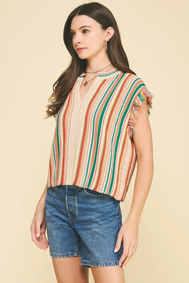 COLOR BLOCK CROCHET TOP