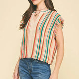 COLOR BLOCK CROCHET TOP