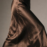 Beige Satin Bias Cut Midi Skirt