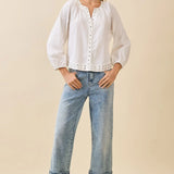 SILVER STUD LSLV BLOUSE