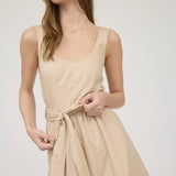 SLVLESS A-LINE MIDI W/ TIE BELT