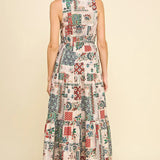 SLEEVELESS PRINT TIERED MAXI DRESS
