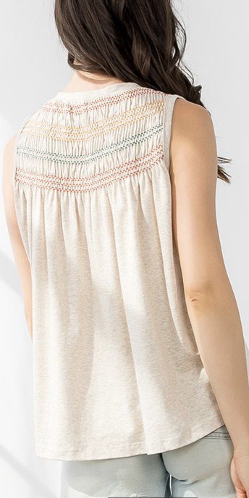 SMOCKED ZIG ZAG SLVLS TOP