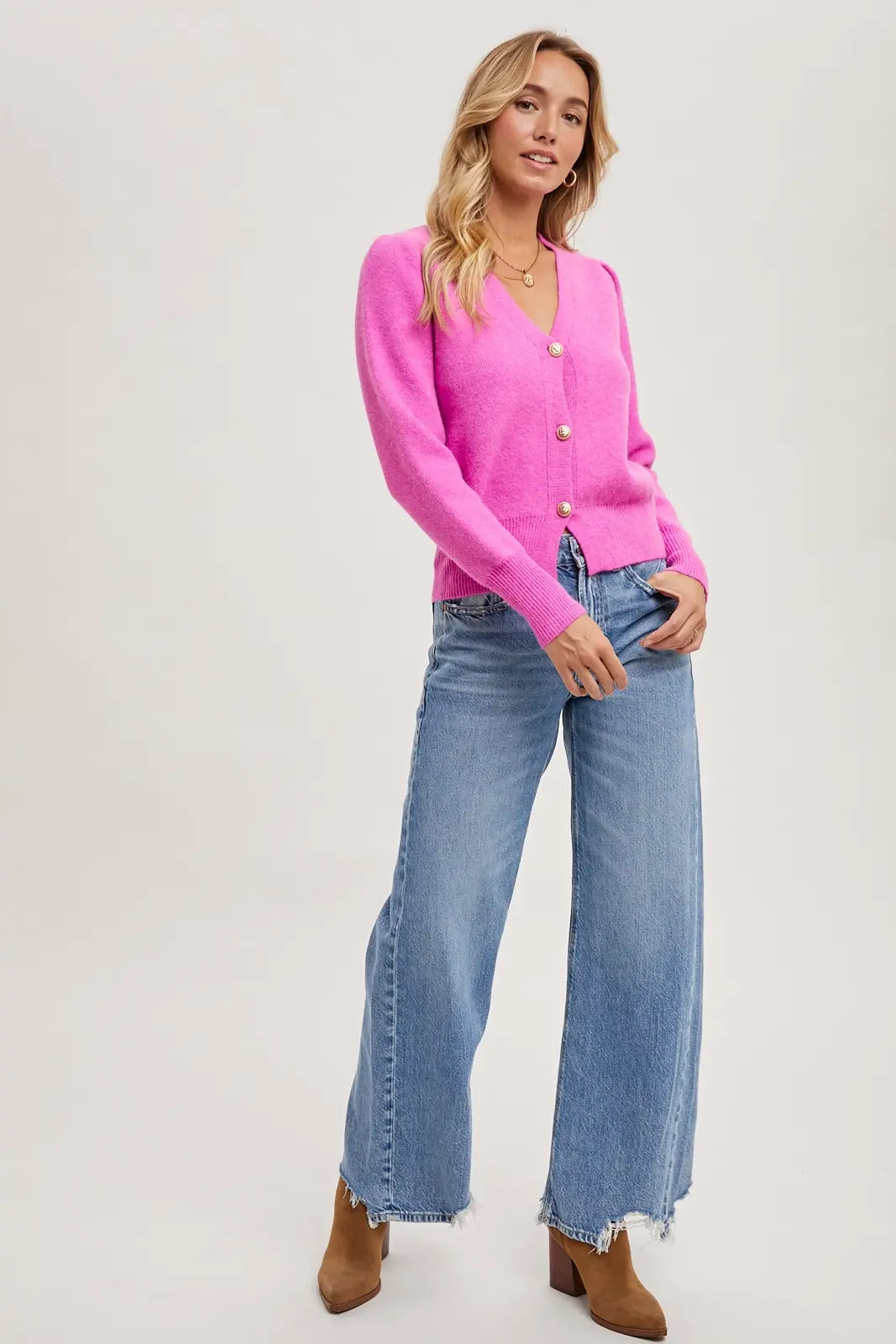 BUTTON DOWN VNECK CARDIGAN