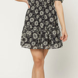 LACE TRIM TIERED RUFFLE DRESS