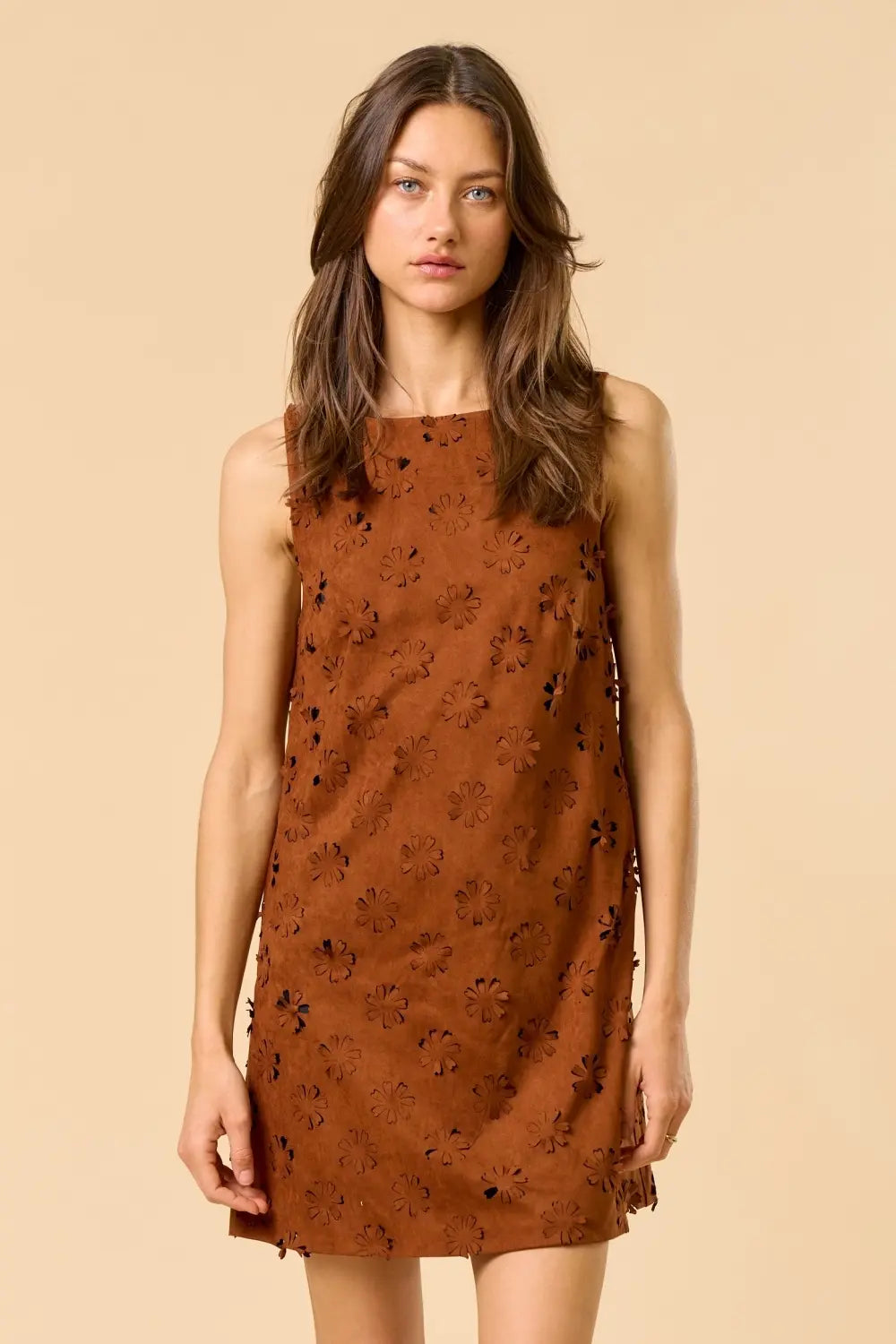 FLOWER CUT OUT SUEDE MINI