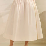 SMOCKED WAIST POPLIN MAXI SKIRT