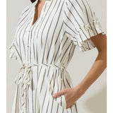 ALIYA STRIPED BUTTON UP MIDI DRESS