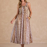 SWEETHEART NECK SLVLESS SMOCKED MIDI DRESS