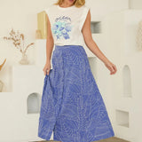 PALM EMB. ELASTIC WAIST SKIRT