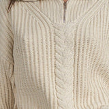 HALF ZIP CABLE DETAIL SWEATER