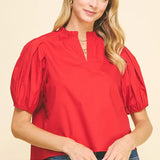 RUFFLE COLLAR POPLIN TOP