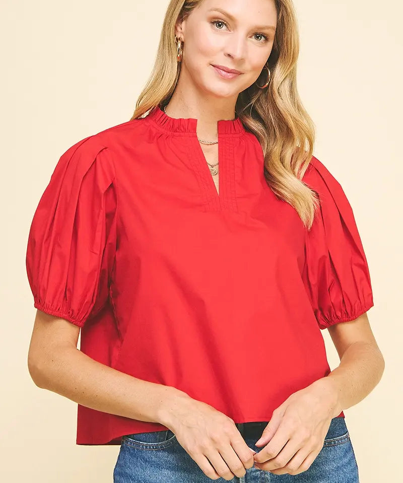 RUFFLE COLLAR POPLIN TOP