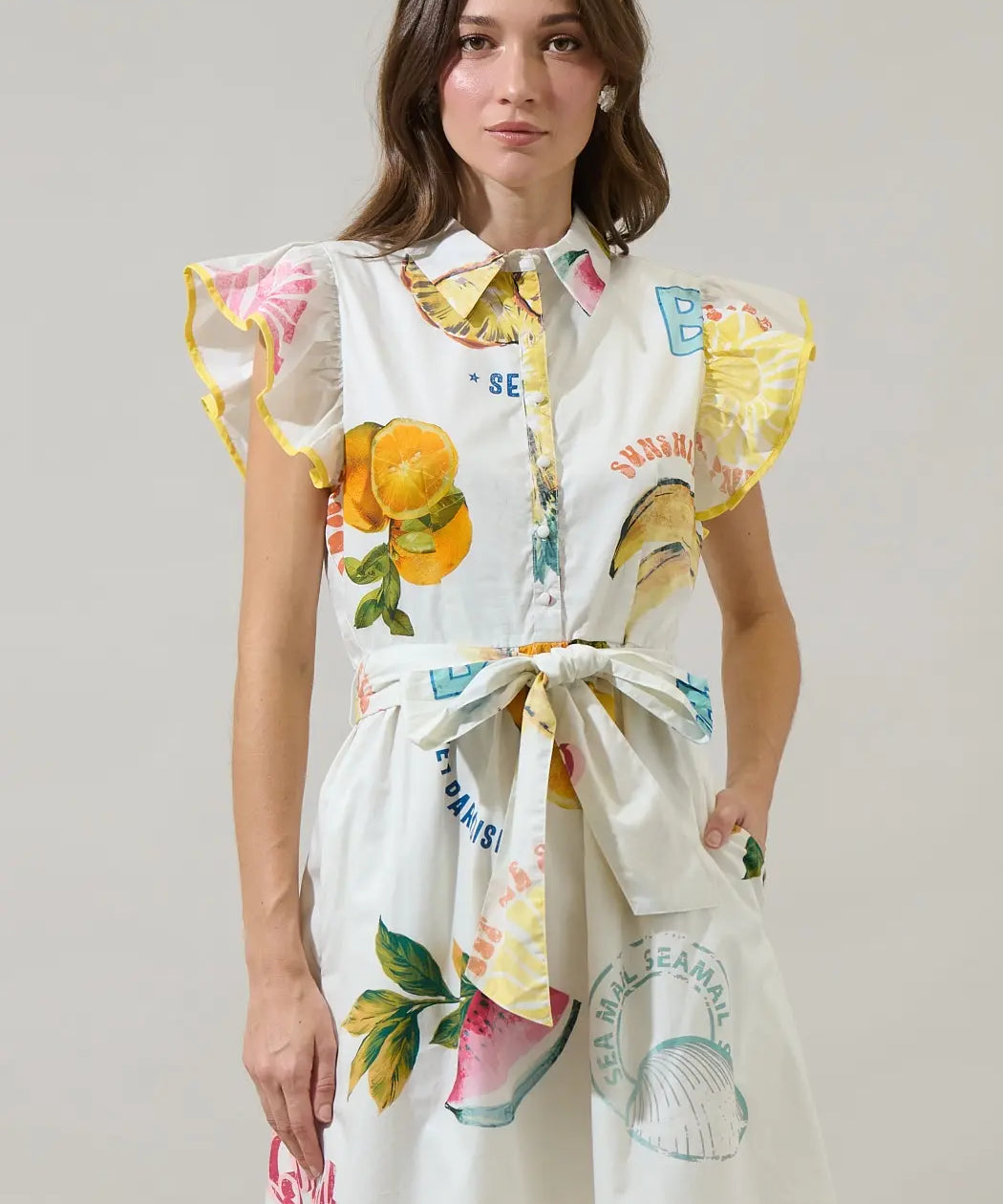 ZAHRA FRUIT MINI DRESS W/BELT