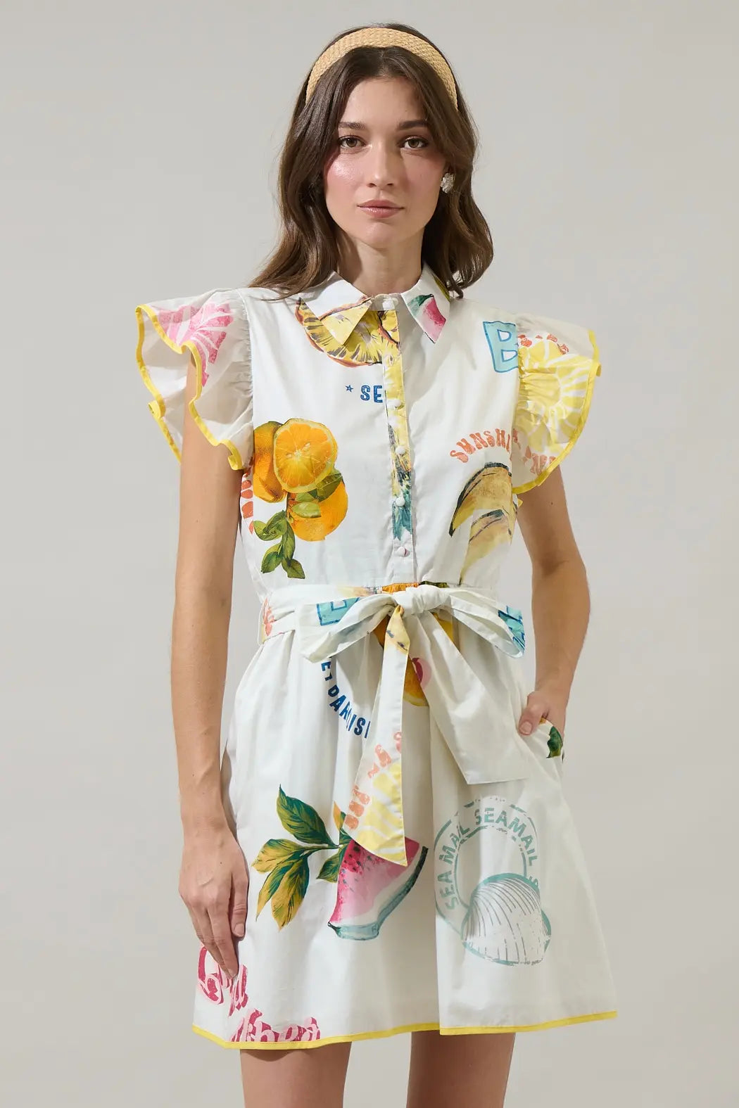 ZAHRA FRUIT MINI DRESS W/BELT