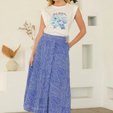 PALM EMB. ELASTIC WAIST SKIRT