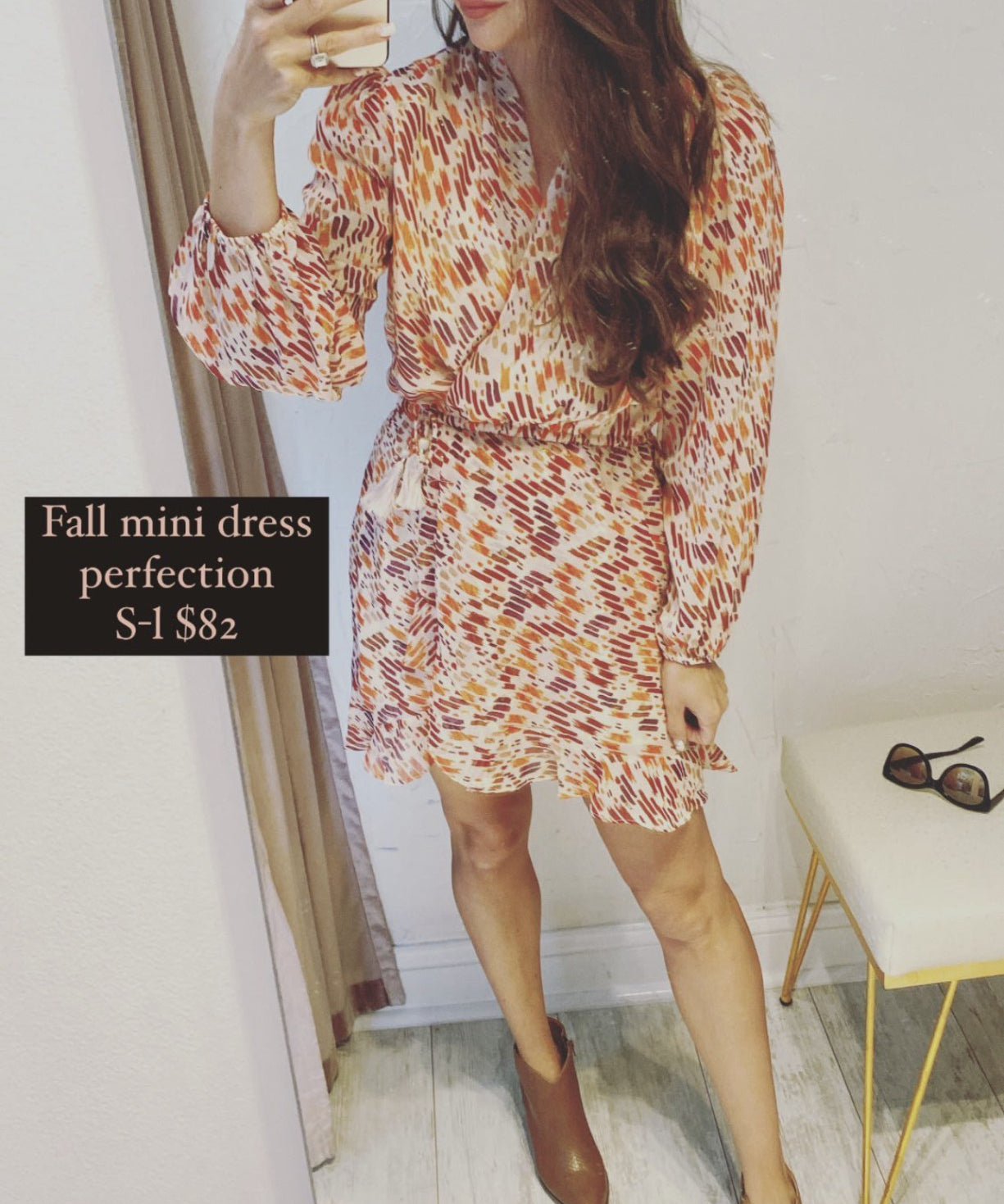 ABSTRACT WAIST TIE MINI DRESS