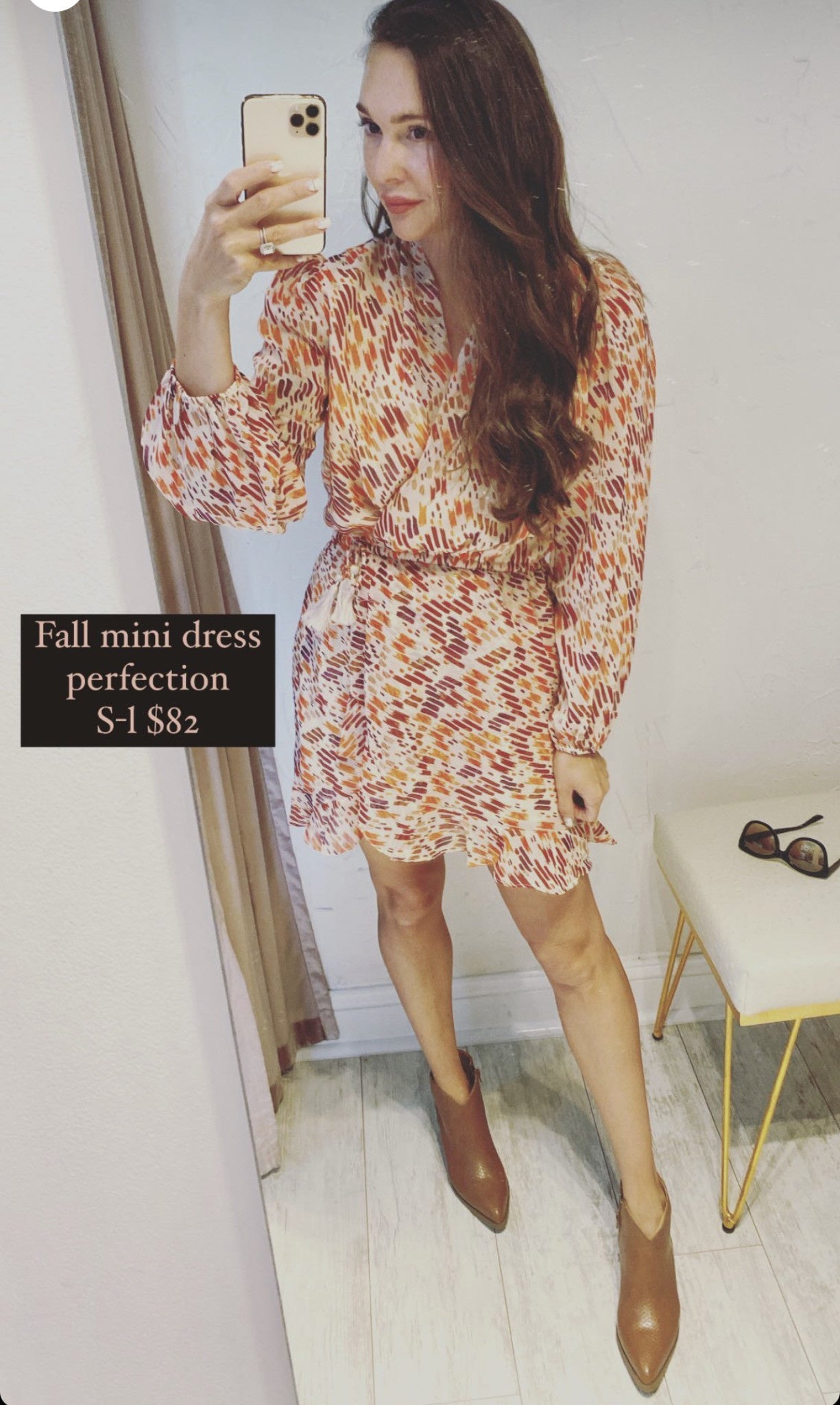 ABSTRACT WAIST TIE MINI DRESS