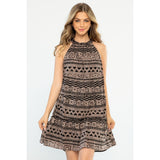 HALTER TIERED PRINT DRESS
