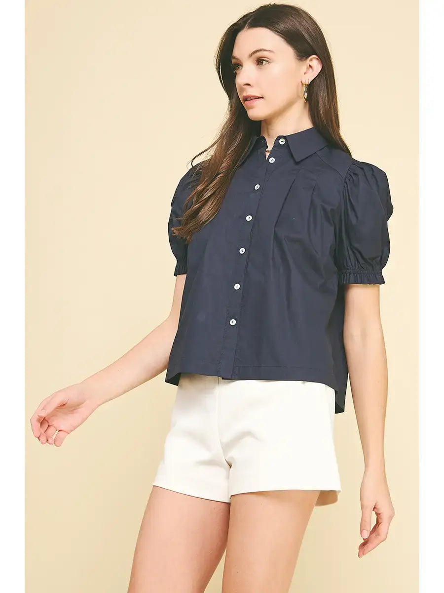TUCKED DETAIL BUTTON DOWN BLOUSE