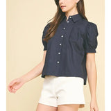 TUCKED DETAIL BUTTON DOWN BLOUSE