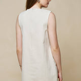 Pattern Embroidery Button Down Mini Shift Dress