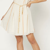 MINI DRESS WITH CONTRAST PIPE/BRAID