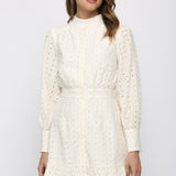 BUTTON DOWN EYELET DRESS